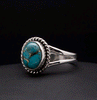Sterling Silver Turquoise with Silver Inclusions Ring Size 7