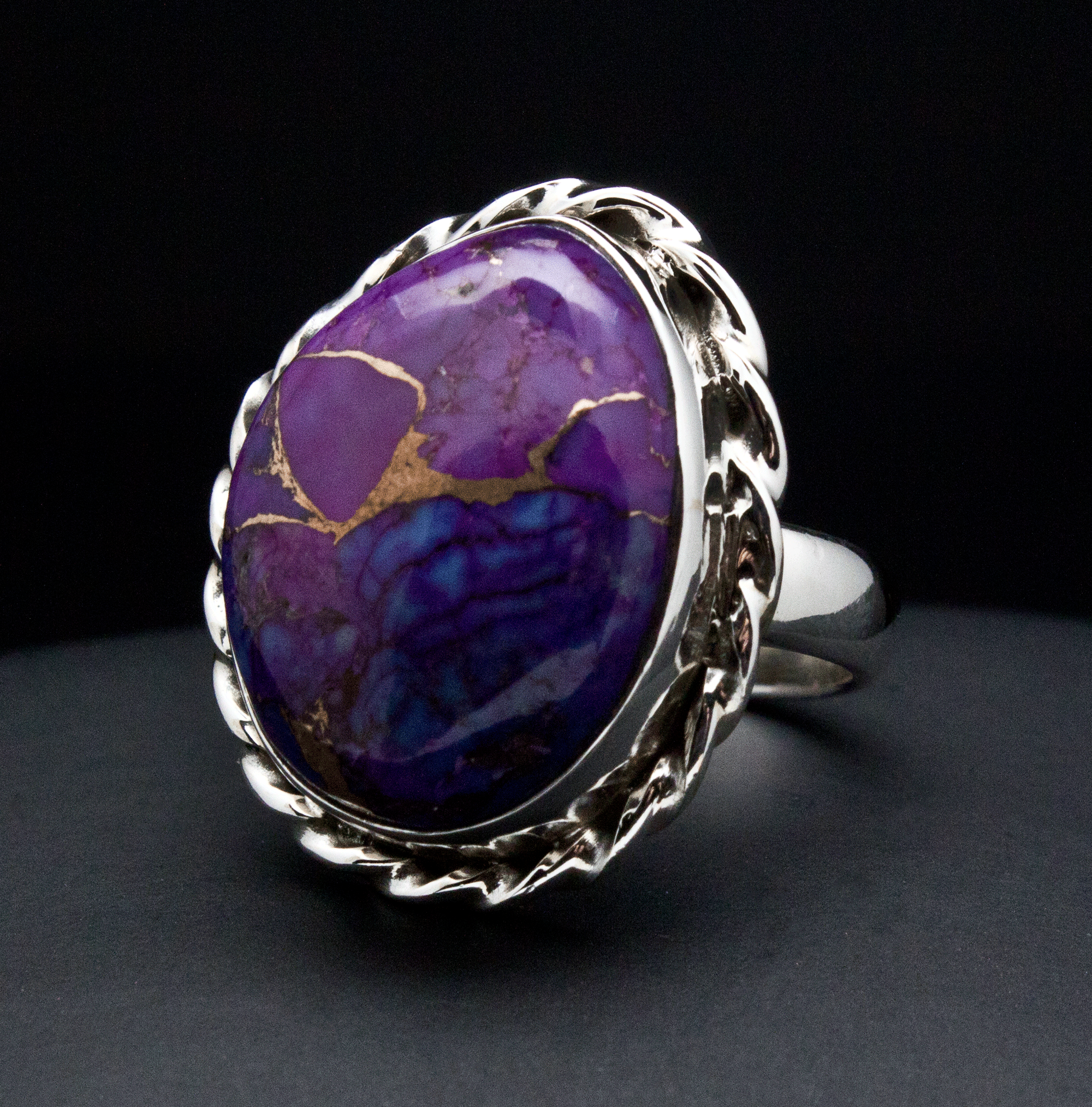 Sterling Silver Copper Purple Turquoise Ring Size 5