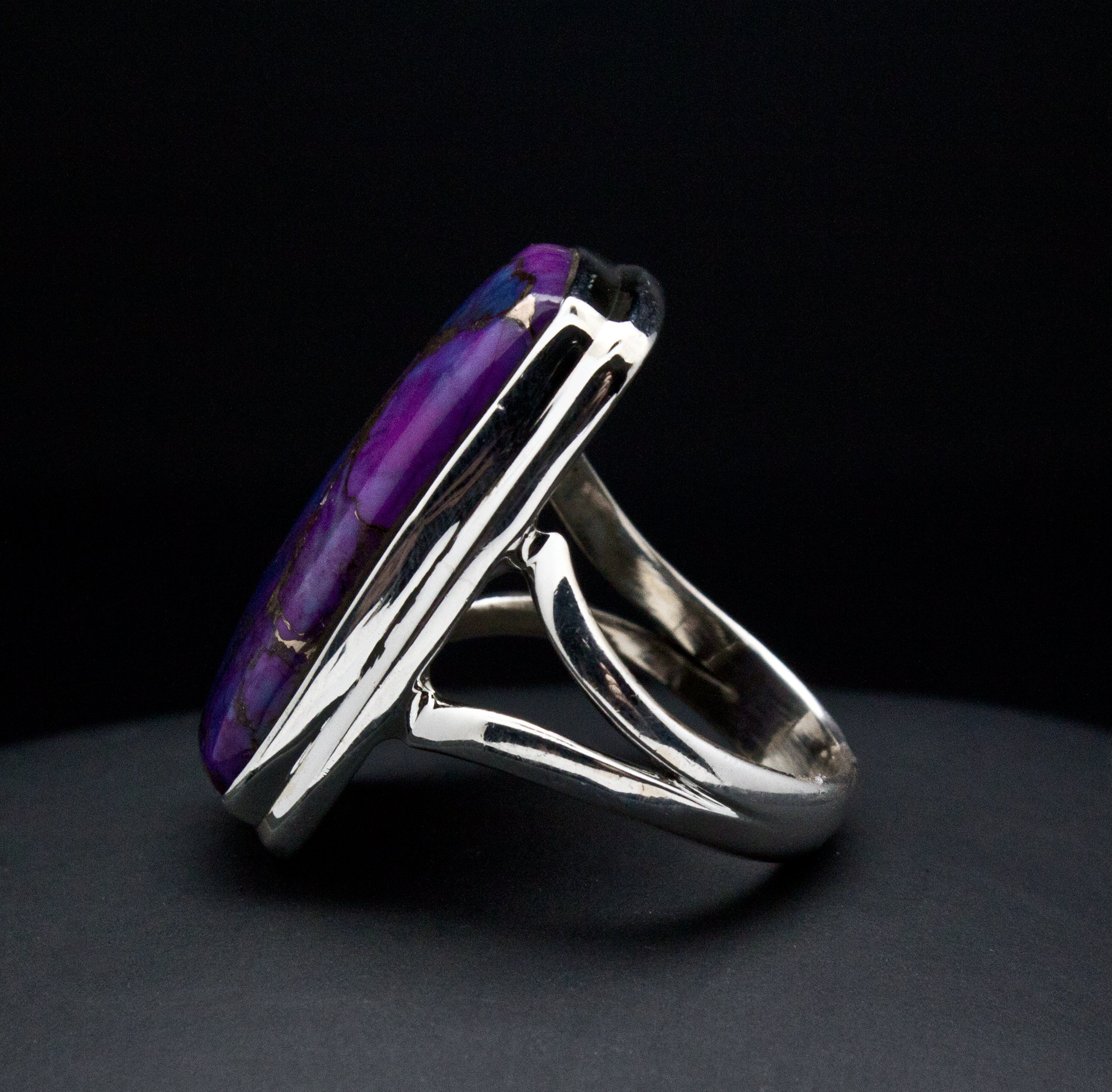 Sterling Silver Copper Purple Turquoise Ring Size 5