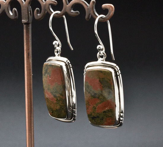 Sterling Silver Unakite Earrings