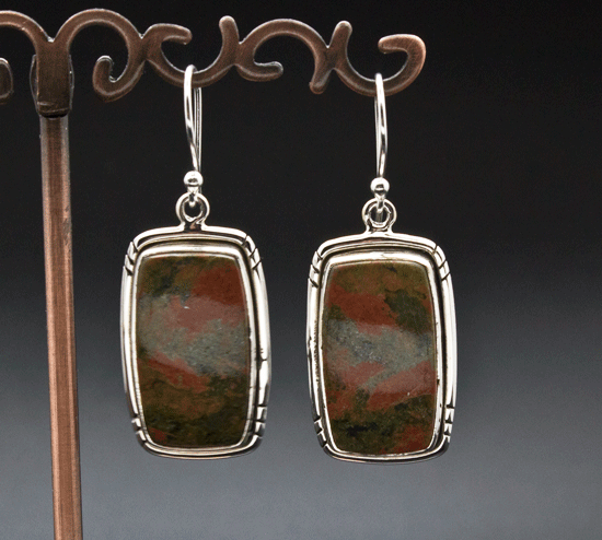 Sterling Silver Unakite Earrings