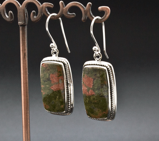 Sterling Silver Unakite Earrings