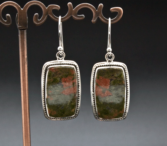 Sterling Silver Unakite Earrings