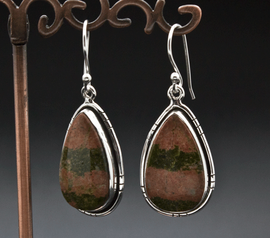 Sterling Silver Unakite Earrings
