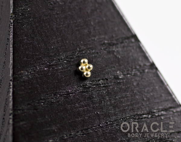 14k Yellow Gold 4 Bead Mini Cluster Threadless End