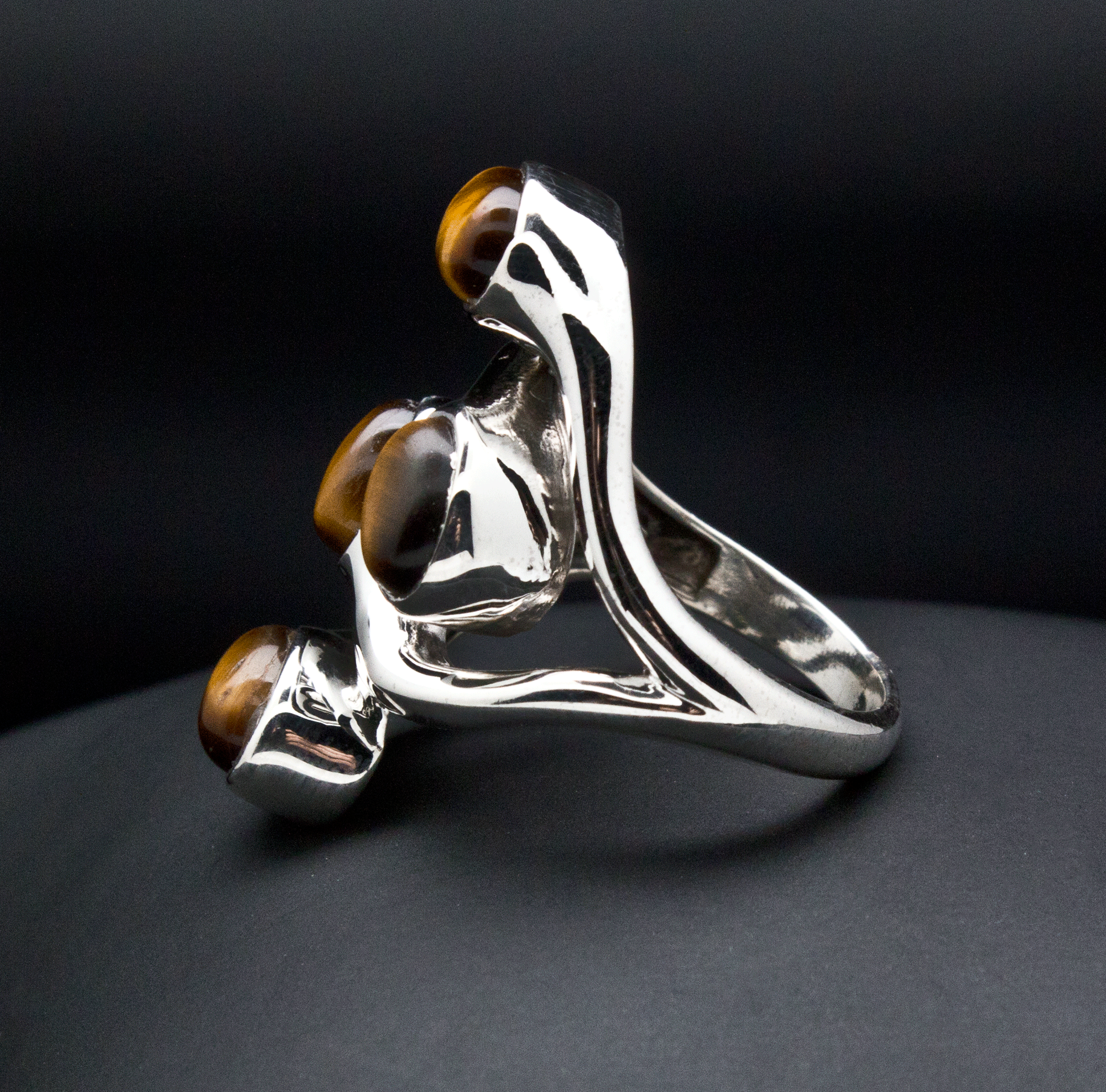 Sterling Silver Yellow Tiger Eye Ring Size 7