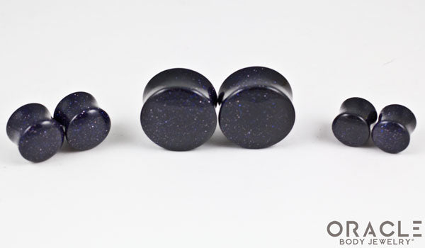 Blue Goldstone Double Flare Plugs