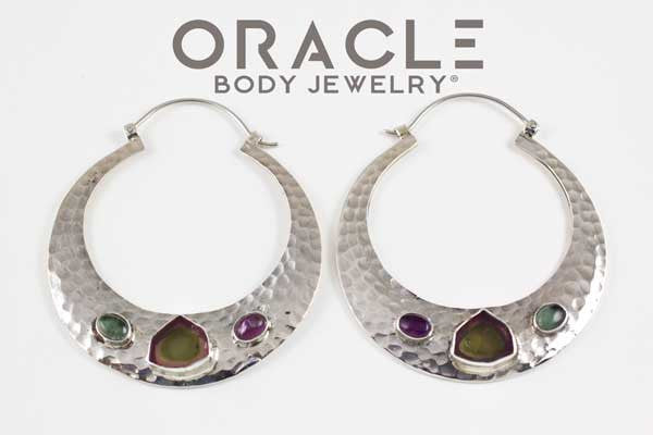 Brooklyn in Sterling Silver with Watermelon Tourmaline and Rainbow Fluorite