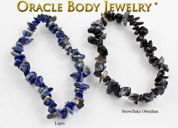 Lapis and Snowflake Obsidian Chip Bracelet