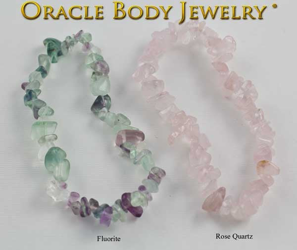 Fluorite and Rose Quartz Chip Bracelet