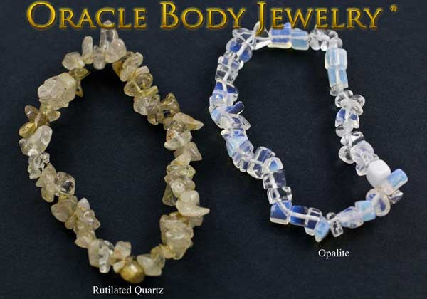 Rutilated Quartz and Opalite Chip Bracelet