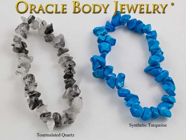 Tourmalated Quartz and Dyed Howlite Chip Bracelet