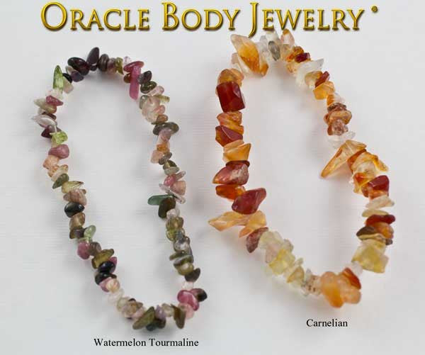 Watermelon Tourmaline and Carnelian Chip Bracelet
