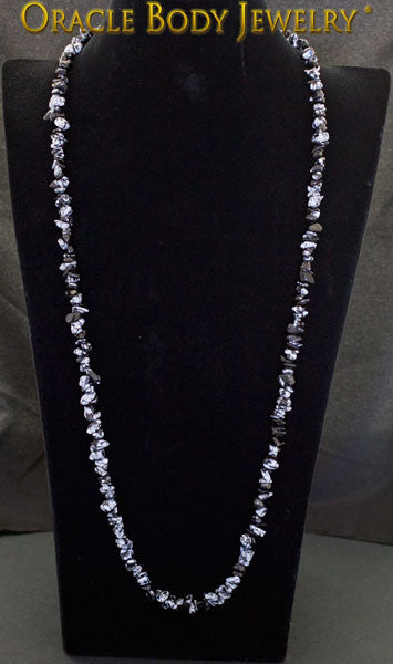 Snowflake Obsidian Chip Necklace