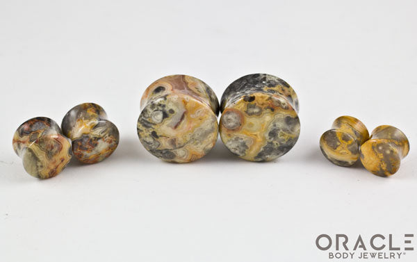 Crazy Lace Agate Double Flare Plugs