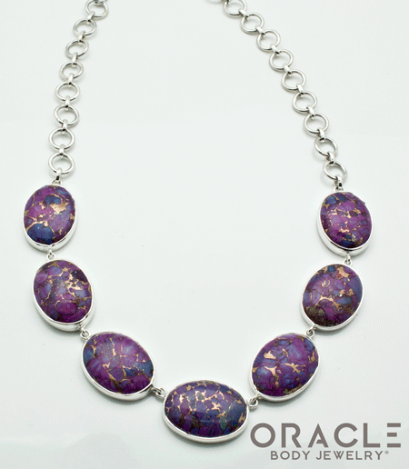 Sterling Silver Copper Purple Turquoise Necklace
