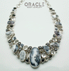 Sterling Silver Dendritic Opal with Herkimer Diamond and Faceted Quartz and Black Spinel Necklace