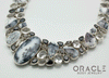 Sterling Silver Dendritic Opal with Herkimer Diamond and Faceted Quartz and Black Spinel Necklace