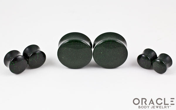 Green Goldstone Double Flare Plugs