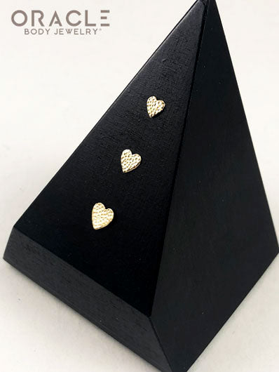 14k Hammered Heart Threadless Gold End