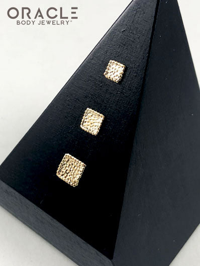 14k Hammered Square Threadless Gold End