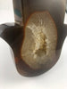 Brazilian Agate with Geode Hamsa Hand Carving