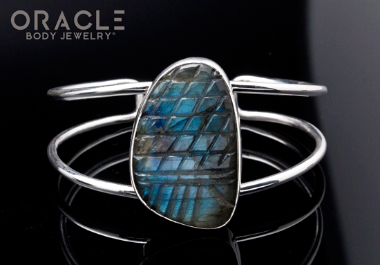 Sterling Silver Carved Labradorite Bracelet