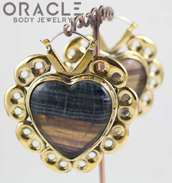 Minya in Brass with Rainbow Fluorite Hearts