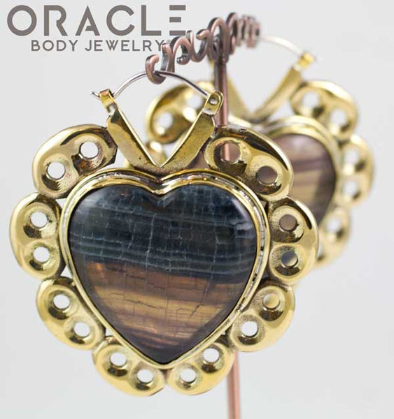 Minya in Brass with Rainbow Fluorite Hearts