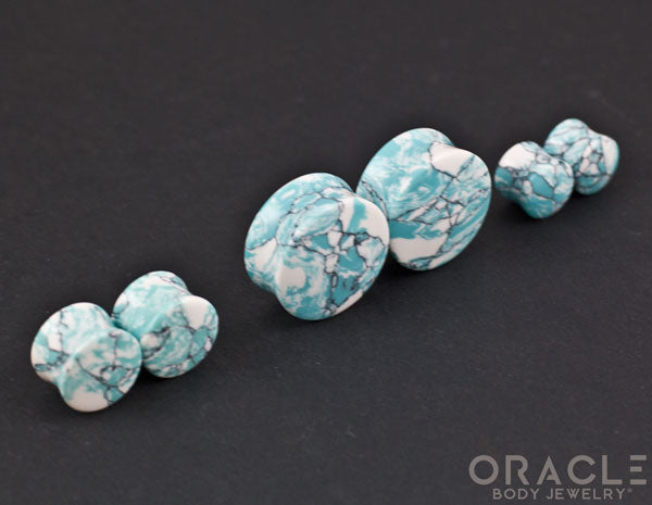 Ocean Wave Synthetic Turquoise Double Flare Plugs
