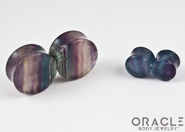 Rainbow Fluorite Double Flare Plugs