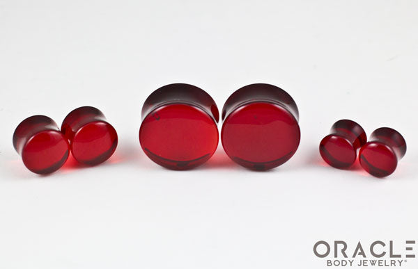 Red Quartz Glass Double Flare Plugs