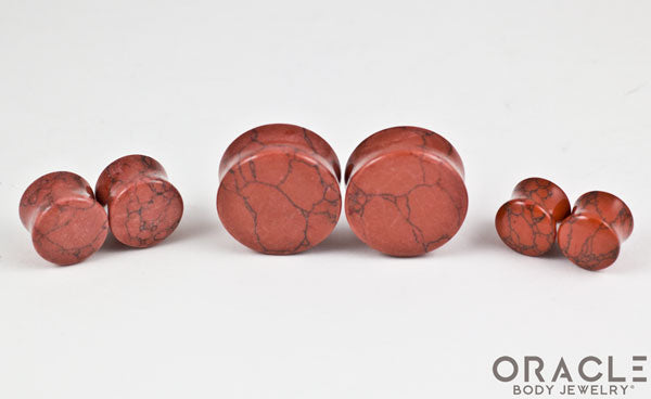 Red Synthetic Turquoise Double Flare Plugs