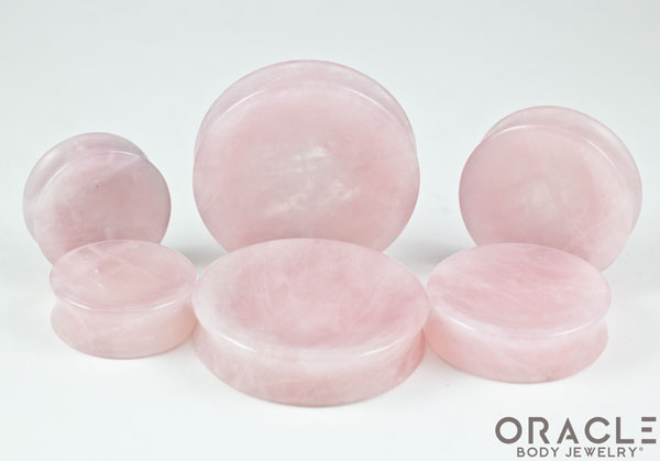 Rose Quartz Concave Solid Double Flare Plugs