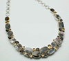 Sterling Silver Scenic Dendritic Agate with Smoky Quartz and Citrine Necklace
