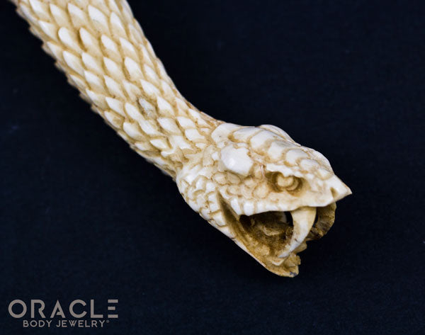 Carved Snake Deer Antler Pendant With Chain
