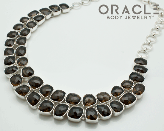 Sterling Silver Faceted Smoky Quartz Necklace