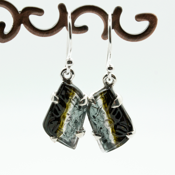 Sterling Silver Carved Watermelon Tourmaline Earrings
