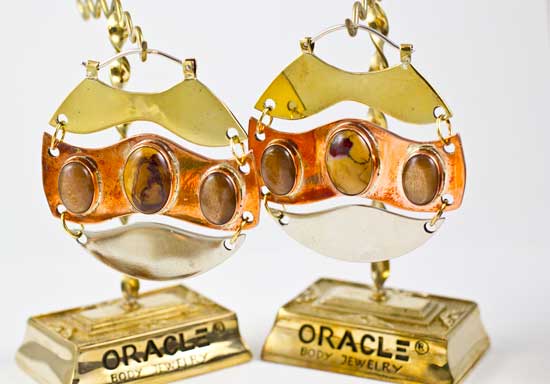 Trilogy Hoops with Mookaite and Sunstone