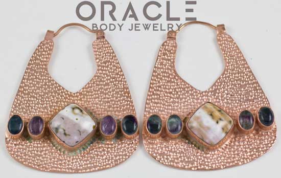 Uptown in Rose Gold Plate with Ocean Jasper and Rainbow Fluorite