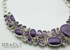 Sterling Silver Charoite Necklace with Faceted Amethyst, Charoite and Raw Quartz Accents