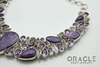 Sterling Silver Charoite Necklace with Faceted Amethyst, Charoite and Raw Quartz Accents