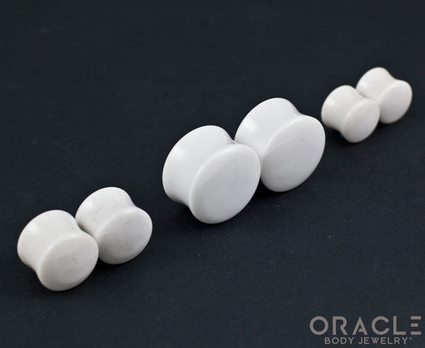 White Agate Double Flare Plugs