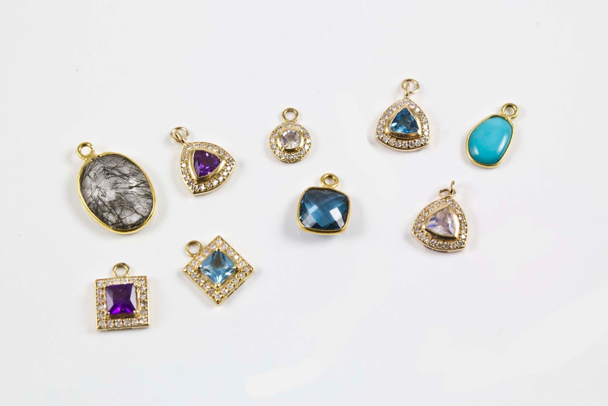 14k and 18k gold charms with stones 