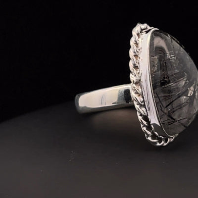 Sterling Silver Tourmalated Quartz Ring Size 7