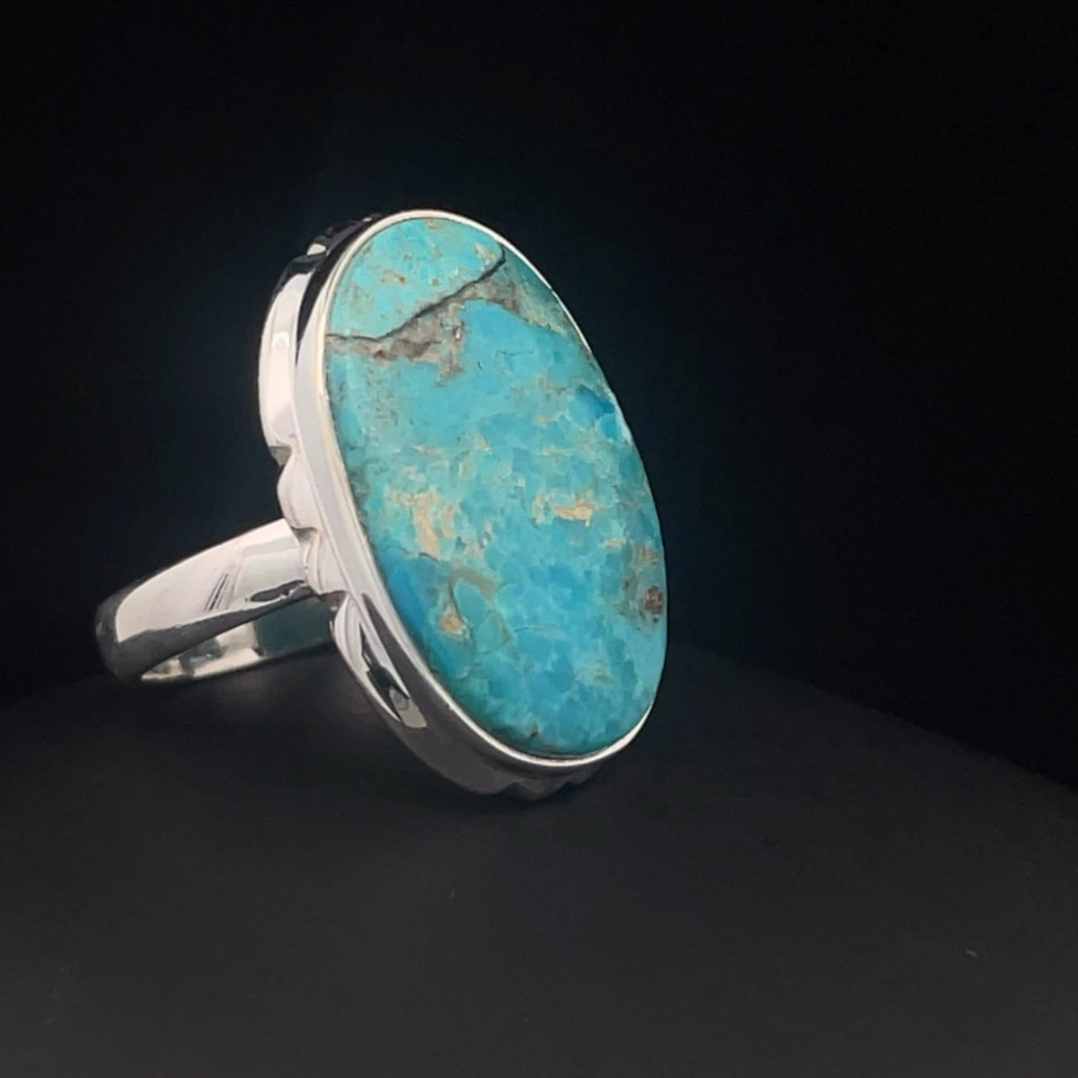 Sterling Silver Kingman Turquoise Ring Size 7