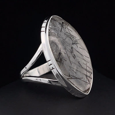 Sterling Silver Tourmalated Quartz Ring Size 10