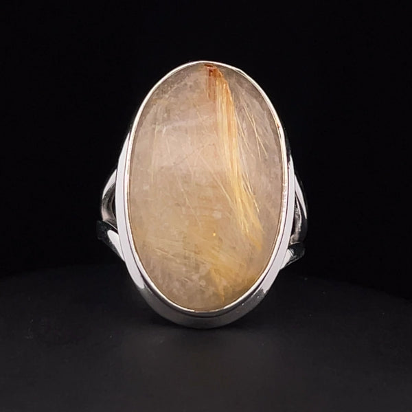 Sterling Silver Rutilated Quartz Ring Size 8