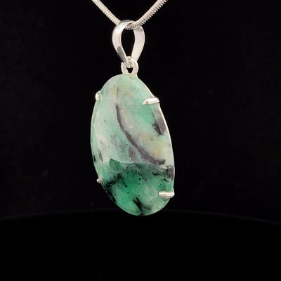 Sterling Silver Faceted Emerald Pendant