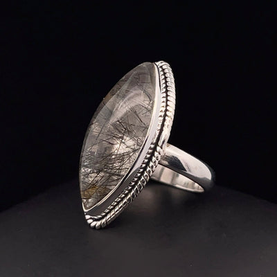 Sterling Silver Tourmalated Quartz Ring Size 7